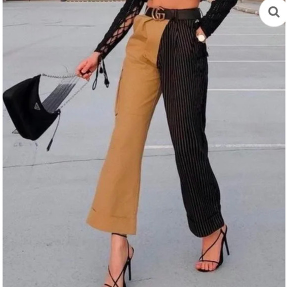 Choosy Khaki/Black Two Tone Pants Size 2 NWT - Picture 3 of 7